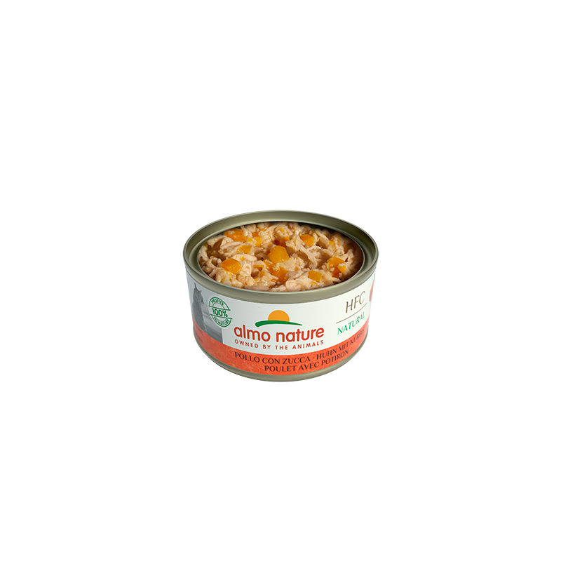 Almo Nature HFC NATURAL Nourriture humide pour chats au poulet et à la citrouille, 70 g