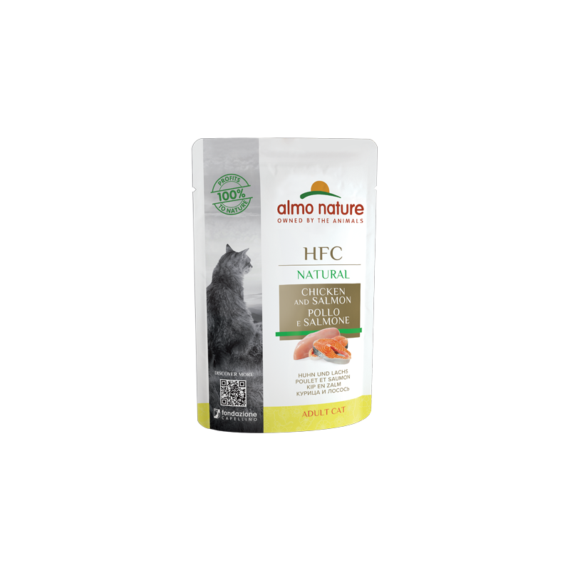 Almo Nature HFC Natural Wet Cat Food With Chicken and Salmon, 55g