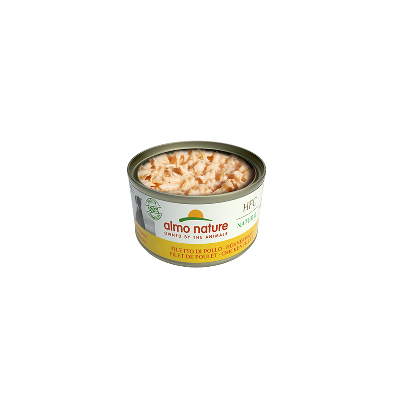 Almo Nature HFC Natürliches Dosenfutter für Hunde mit Hühnerfilet, 95 g