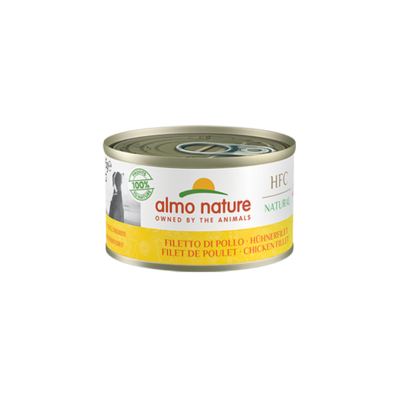 Almo Nature HFC Natürliches Dosenfutter für Hunde mit Hühnerfilet, 95 g