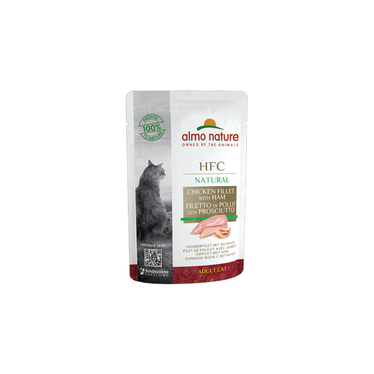 Almo Nature HFC Natural Wet Cat Food With Chicken Fillet and Ham, 55g