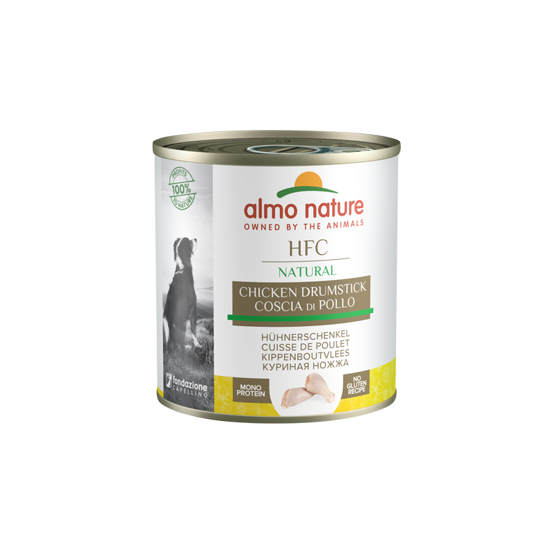 Almo Nature HFC natürliches Dosenfutter für Hunde mit Hühnerkeulen, 280 g
