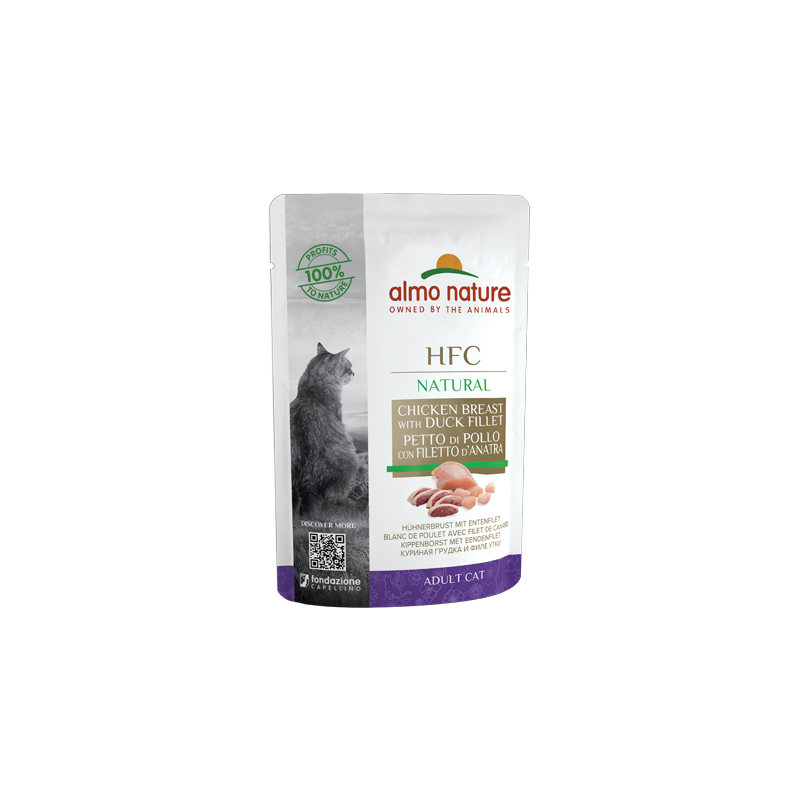 Almo Nature HFC Natural Wet Cat Food With Chicken Breast with Duck Fillet, 55g