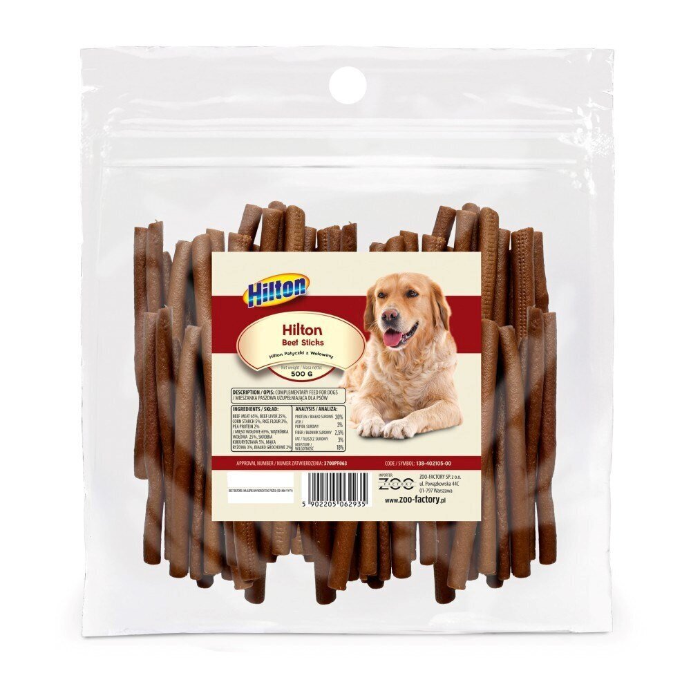 Hilton liellopa kociņi, kārumi suņiem, 500g