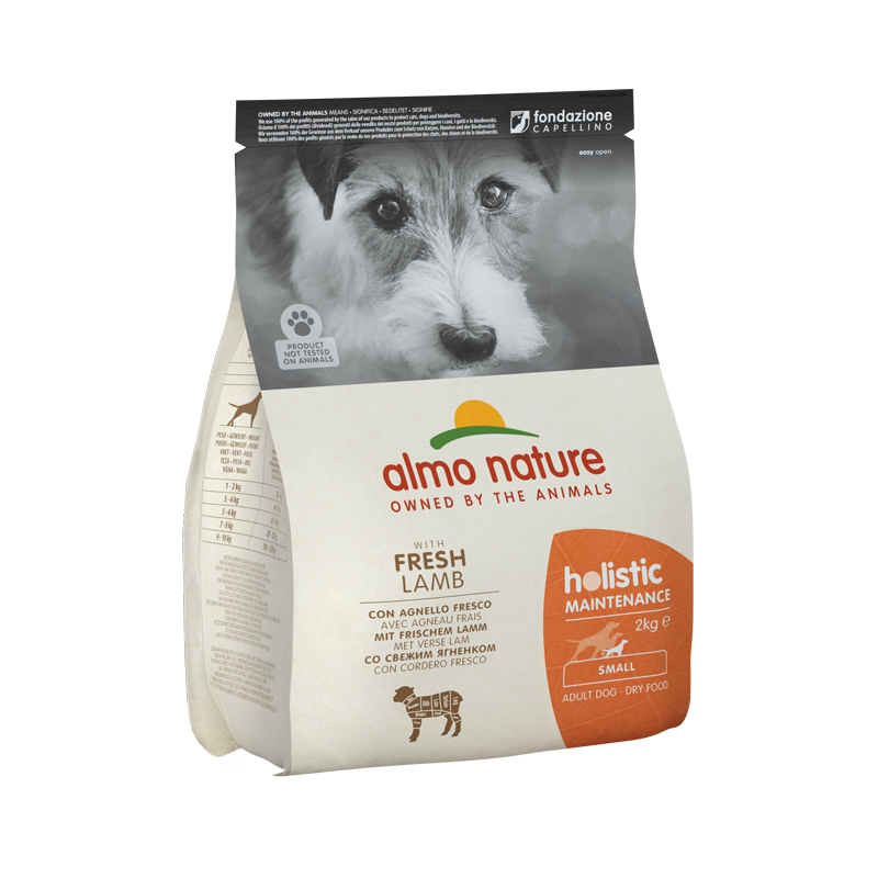 Almo Nature Holistic Maintenance Extra Small and Small Breed Adult Dog Dry Food With Fresh Meat Lamb, 2kg