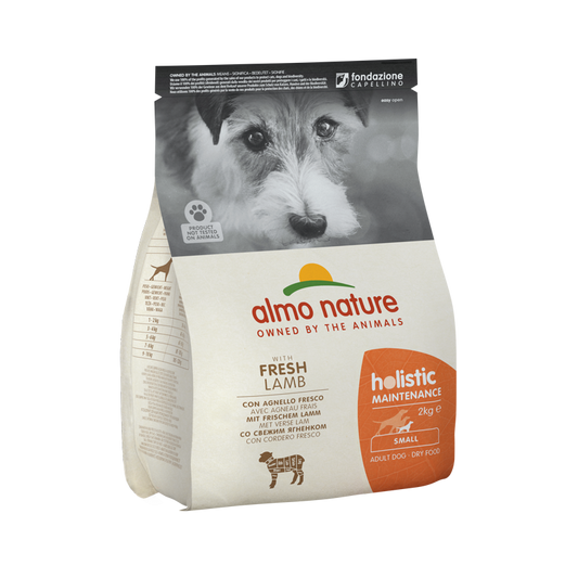 Almo Nature Holistic Maintenance Extra Small and Small Breed Adult Dog Dry Food With Fresh Meat Lamb, 2kg