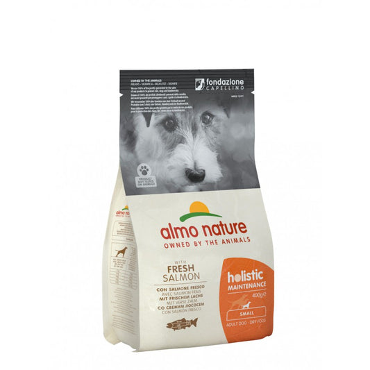 Almo Nature Holistic Maintenance Extra Small and Small Breed Adult Dog Dry Food With Fresh Meat Salmon, 400g