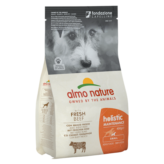 Almo Nature Holistic Maintenance Extra Small and Small Breed Adult Dog Dry Food With Fresh Beef, 400g