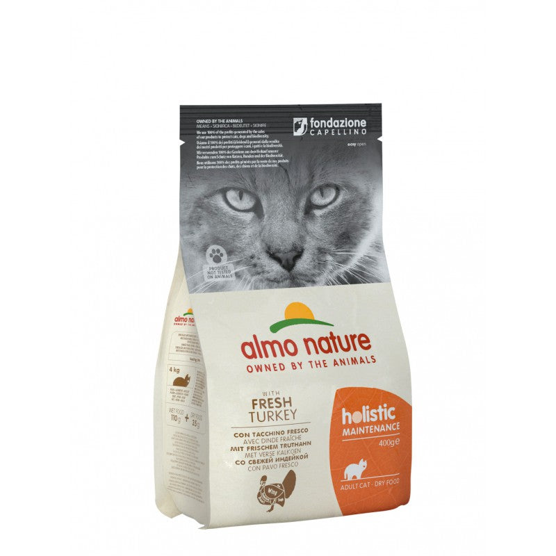 Almo Nature Holistic Maintenance Trockenfutter für Katzen mit frischem Fleisch – Truthahn, 400 g