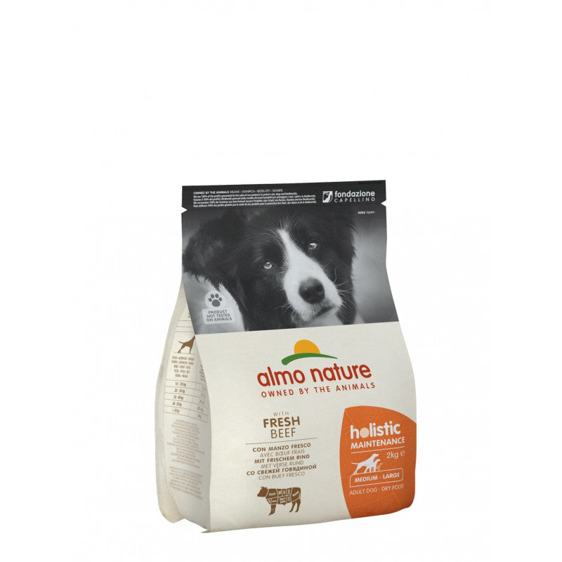 Almo Nature Holistic Maintenance Medium and Large Breed Adult Dog Dry Food With Fresh Meat Beef, 2kg