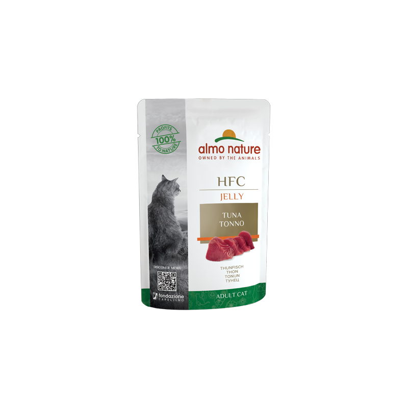 Almo Nature HFC JELLY Mitrā barība kaķiem ar tunci želejā, 55g