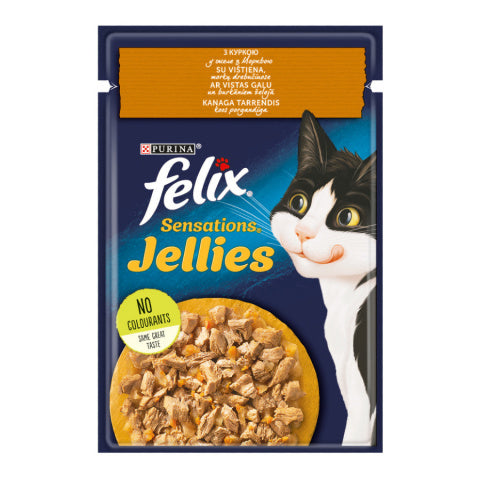 Purina FELIX SENSATIONS JELLIES With Chicken and Carrots, Wet Cat Food, 85g