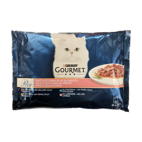 Purina Gourmet Perle 4-pack Mitrā barība kaķiem, izlase, 4*85g