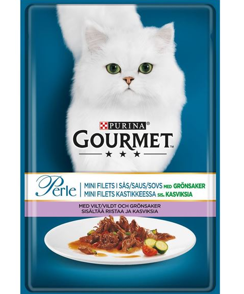 Purina Gourmet Perle Game and Tomatoes Mitrā barība kaķiem ar medījumu un tomātiem, 85g