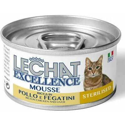 Lechat Excelence Mousse STERILISED Chicken and Livers 85 g - konservi kaķiem