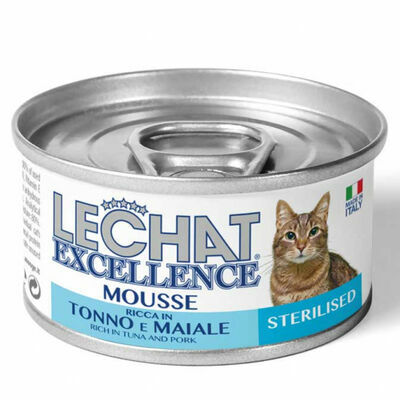 Lechat Excelence Mousse STERILISED Tuna and Pork 85 g - konservi kaķiem