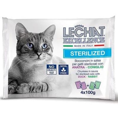 LECHAT Excellence pouches STERILIZED duck/rabbit 4x100 g - konservi kaķiem