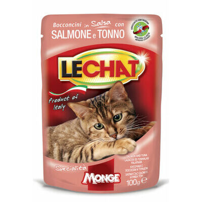 LeChat Pouches ar tunča un laša gaļas gabaliniem 100 g