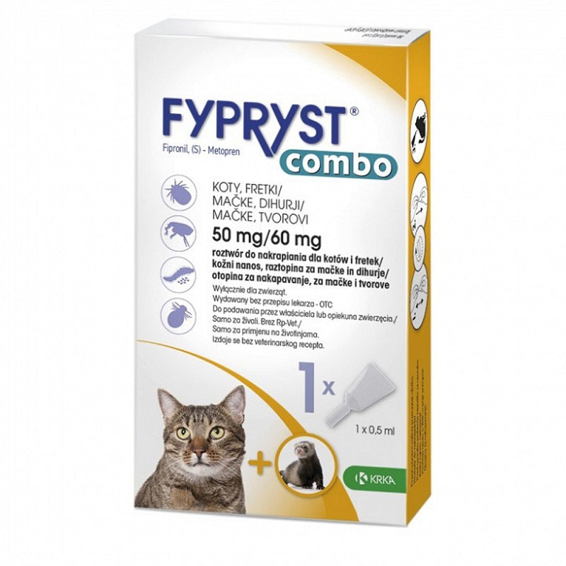 Fypryst Combo Spot-on antiparasitäre Tropfen für Katzen und Frettchen zur Vorbeugung von Flöhen, Zecken und Läusen 50 mg/60 mg N1