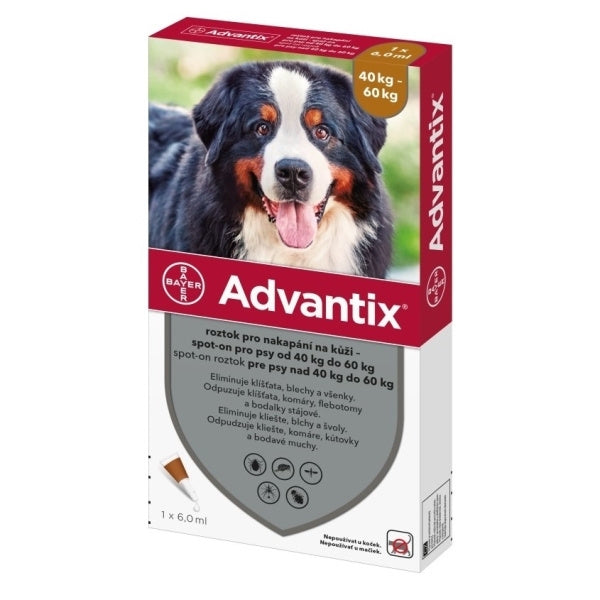 Elanco Advantix™ Solution antiparasitaire Spot-On pour chiens contre les puces et les tiques, grandes races (40-60 kg), 1 pipette x 6,0 ml