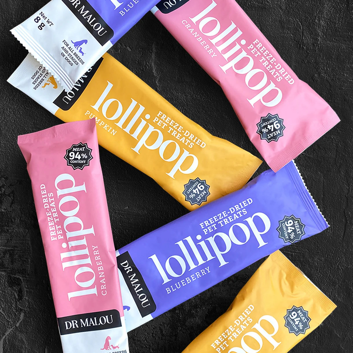 Dr Malou Freeze-Dried Meat Lollipops for Dogs - Mixed Flavours, 48g 6 pcs.