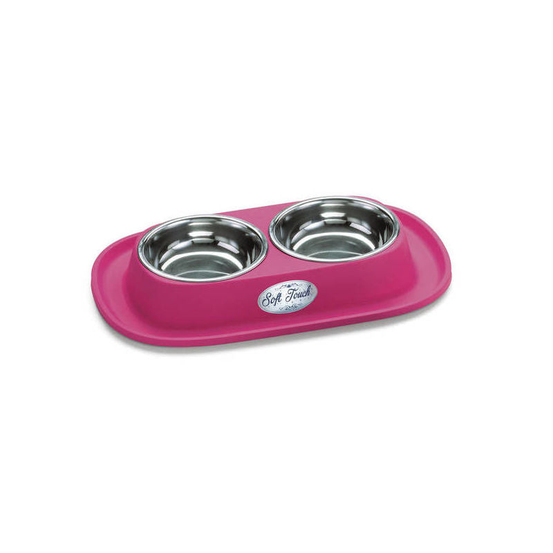 Double Metal Bowl with Rubber Base SOFT TOUCH (31x20x3.5 cm) assorted colours