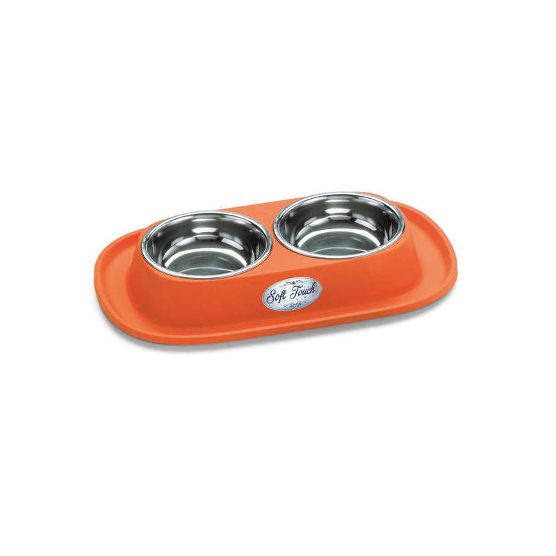 Double Metal Bowl with Rubber Base SOFT TOUCH (31x20x3.5 cm) assorted colours