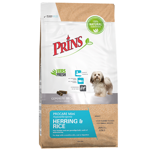 Prins ProCare MINI HERRING & RICE Hypoallergic Sausā barība maza izmēra suņiem ar jūtīgu ādu, 7,5kg