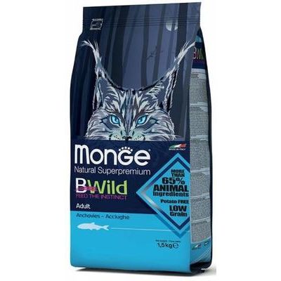 MONGE BWILD CAT Adult Anchovies 1,5 kg - barība kaķiem
