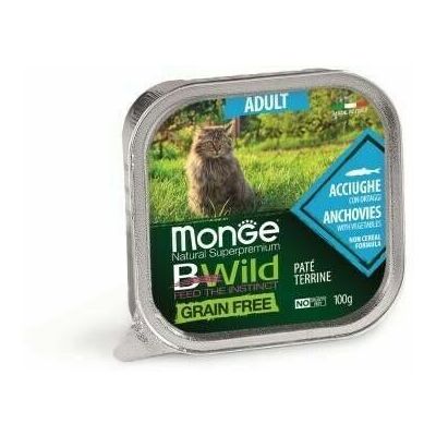 MONGE BWILD Cat ADULT Anchovies with vegetables 100 g - konservi kaķiem