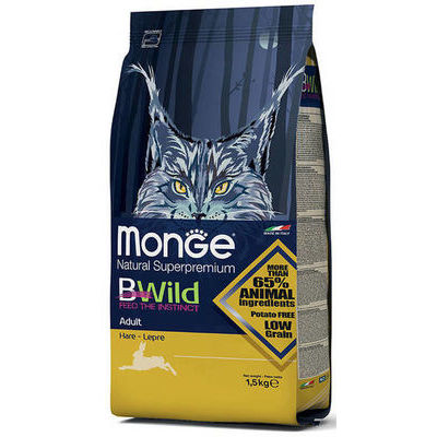 MONGE BWILD CAT Adult Hare 1,5 kg - barība kaķiem