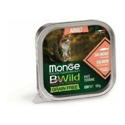 MONGE BWILD Cat ADULT Salmom with vegetable 100 g - konservi kaķiem