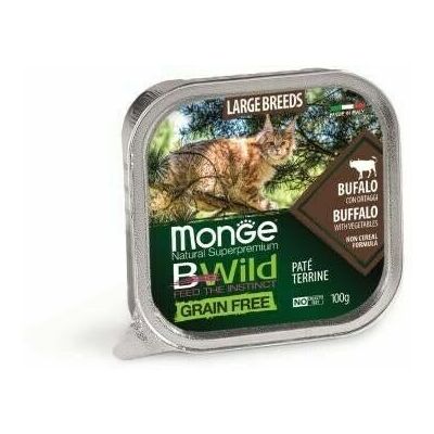 MONGE BWILD Cat Large Breed buffalo with vegetables 100 g - konservi kaķiem