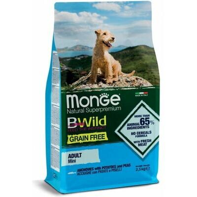 MONGE BWILD GF MINI with Anchovies, Potatoes & Peas 2,5 kg