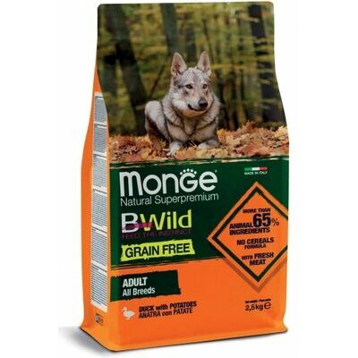 MONGE BWILD GF with Duck & Potatoes Dry Dog Food, 12 kg