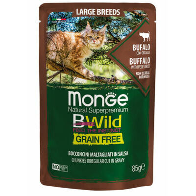 MONGE BWILD pouches Cat Large Breed buffalo with vegetables 85 g - konservi kaķiem