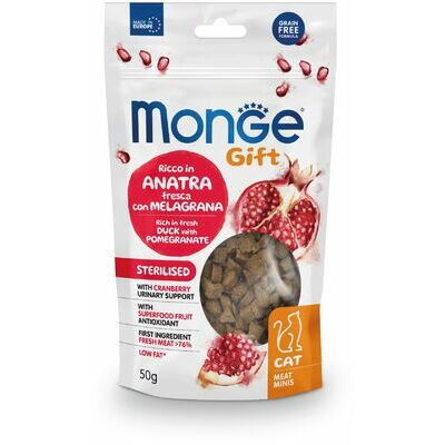 MONGE GIFT Cat MEAT MINIS Sterilised Duck with pomegranate / 50 g - kārums kaķiem