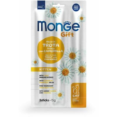 MONGE GIFT Cat SOFT STICKS Kitten Trout with camomile / 15 g