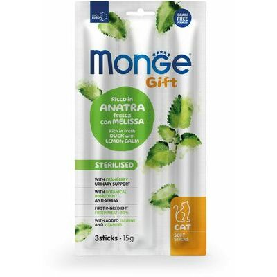 MONGE GIFT Cat SOFT STICKS Sterilised Duck with lemon balm / 15 g