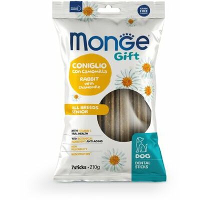 MONGE GIFT Dog DENTAL STICK All breeds Senior Rabbit with chamomile / 210 g