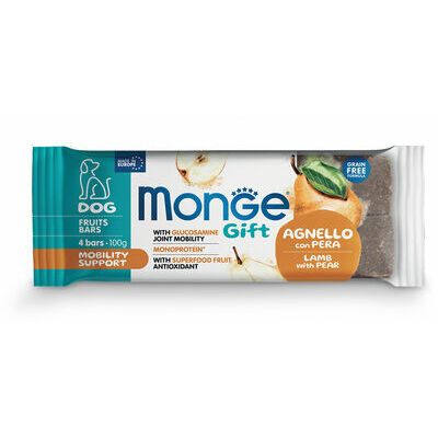 MONGE GIFT Dog FRUIT BARS Mobility support Lamb with pear / 100 g - kārums suņiem