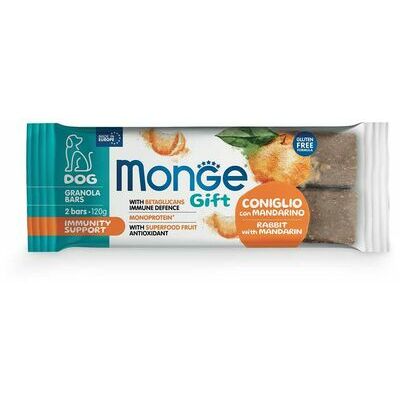 MONGE GIFT Dog GRANOLA BARS Immunity support Rabbit with mandarin / 120 g - kārums suņiem