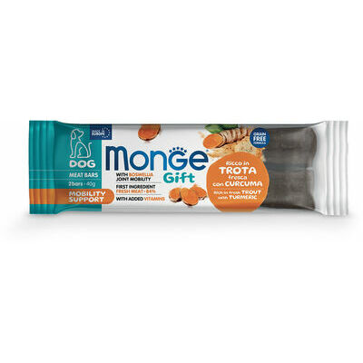MONGE GIFT Dog MEAT BARS Mobility support Trout with boswellia / 40 g - kārums suņiem