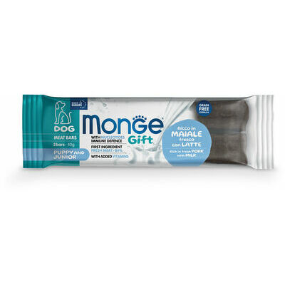 MONGE GÅVA Hund KÖTTSTÅNGAR Valp & Junior Fläsk med mjölk / 40 g