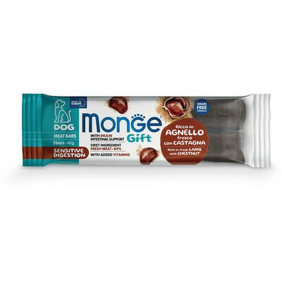 MONGE GIFT Dog MEAT BARS Sensitive digestion Lamb with chestnut / 40 g - kārums suņiem