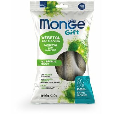 MONGE GIFT Dog SPONGES Dental sponges All breeds Vegetal with chlorella & peppermint / 210 g