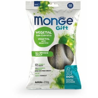 MONGE GÅVA Hund SVAMPAR Tandvårdssvampar Alla raser Vegetal med klorella & pepparmynta / 210 g