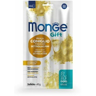 MONGE GIFT Dog STICKS Immunity support Rabbit with nucleotides / 45 g - kārums suņiem