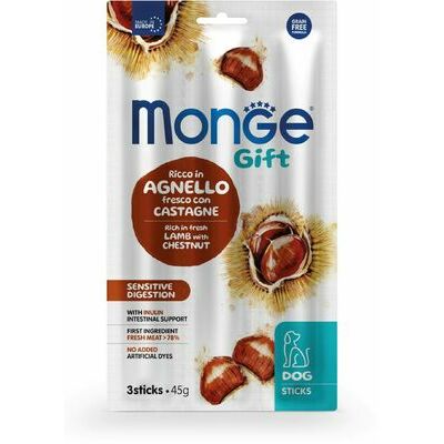 MONGE GIFT Dog STICKS Sensitive digestion Lamb with chestnut / 45 g - kārums suņiem