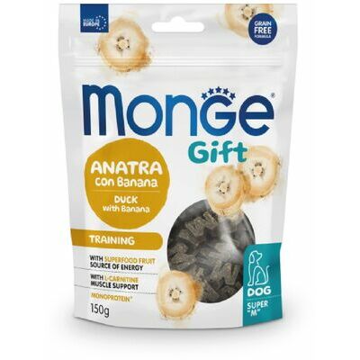 MONGE GIFT Dog SUPER M Training Duck with banana / 150 g - kārums suņiem